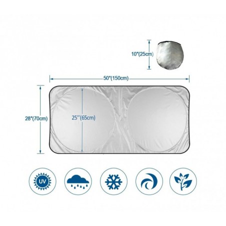 800240 WISDOM pare-soleil pour pare-brise 150x70 cm anti-UV et thermique