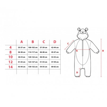 B1822 Pyjama Cosplay Unisexe SQUELETTE pour les enfants de 4 à 14 ans