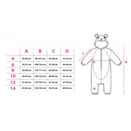 B1717 Pyjama combinaison pour enfants pilou modèle HIBOU UNISEX de 4 à 14 ans