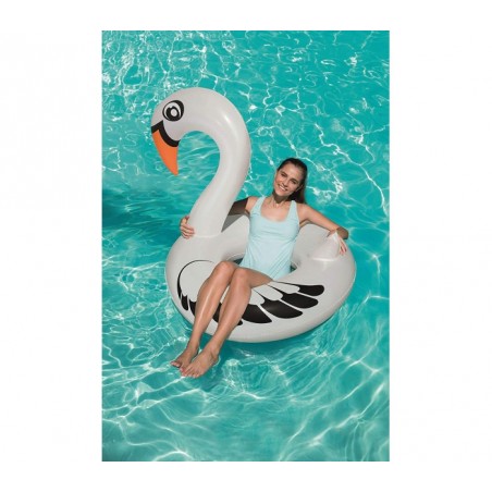 36124 Bouée gonflable géante en forme de cygne BESTWAY 165 x 117cm blanc ou rose