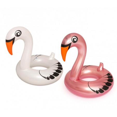 36124 Bouée gonflable géante en forme de cygne BESTWAY 165 x 117cm blanc ou rose