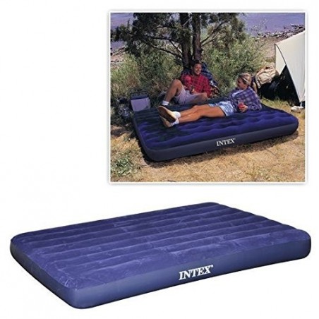 Matelas gonflable double 137x191x22cm, couverture imperméable, bleu - INTEX