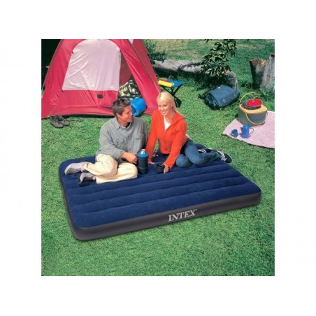 Matelas gonflable double 137x191x22cm, couverture imperméable, bleu - INTEX