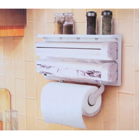 870592 Distributeur TRIPLE papier aluminium film plastique essui-main BLANC