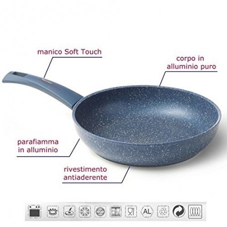 Poêle / Sauteuse diam 22 cm effet pierre, anti adhérente - ACCADEMIA MUGNANO