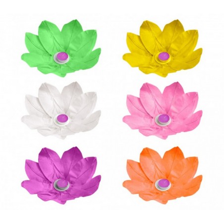 747011 Pack de 6 lanternes flottantes fleurs de lotus 30x30cm couleurs mélangées