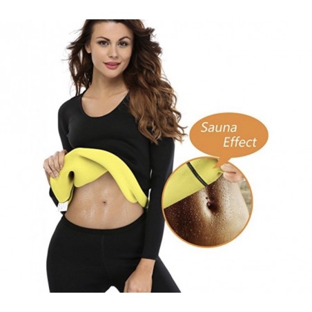 T-shirt fitness effet sauna à manches longues en néoprène  tailles S à XXL