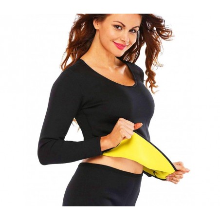 T-shirt fitness effet sauna à manches longues en néoprène  tailles S à XXL