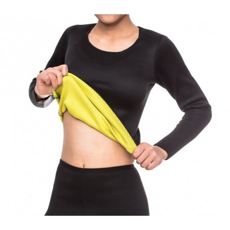 T-shirt fitness effet sauna à manches longues en néoprène  tailles S à XXL
