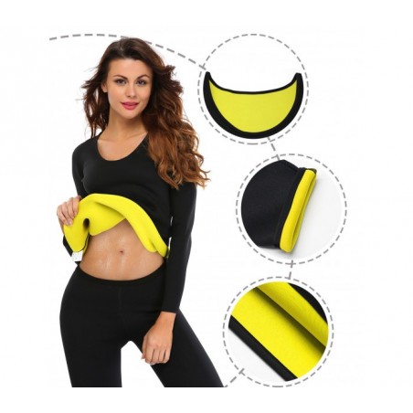 T-shirt fitness effet sauna à manches longues en néoprène  tailles S à XXL