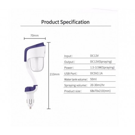 humidificateur CARII Purificateur d’aromathérapiepour voiture avec port de charge