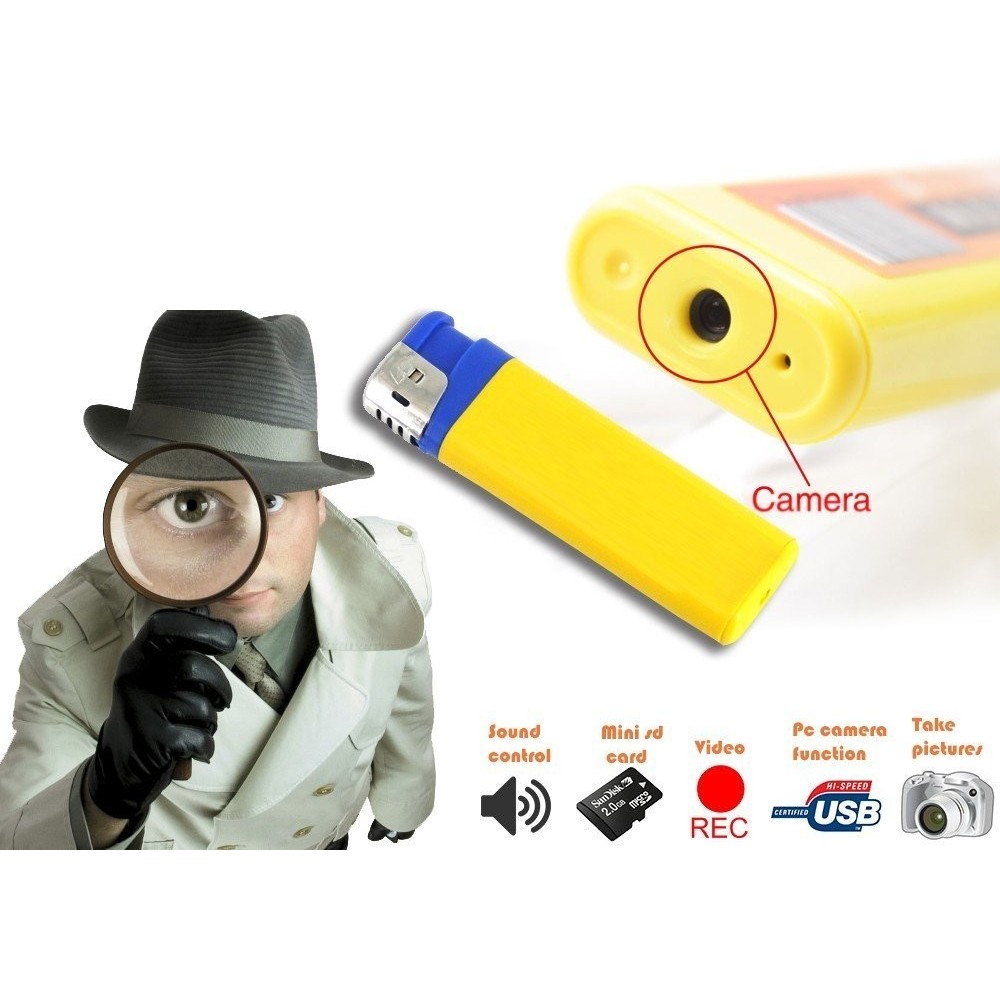 Mechero encendedor espía USB con cámara de vídeo memoria SD audio ampliable y resolución 1280 x 960 píxeles