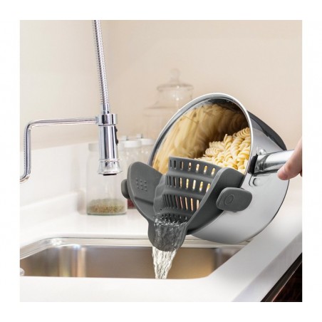 Passoire en silicone réglable avec pince de serrage pour marmitte 22x12x7cm