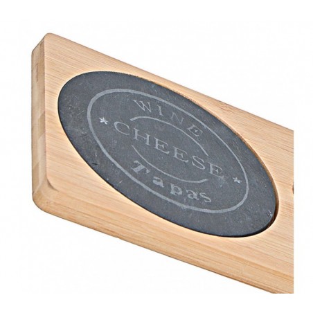 109961 Planche de bambou ALPINIA pour couper du fromage avec couteaux et broche
