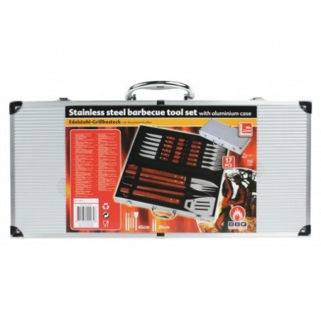 455358 Kit de 16 accessoires pour Barbecue, malette en aluminium pour Barbecue
