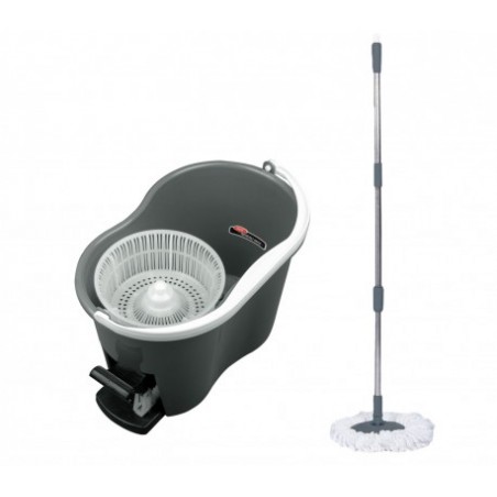 810779 Sceau avec pédale et serpillère en microfibre rotative 360° CNET 6L