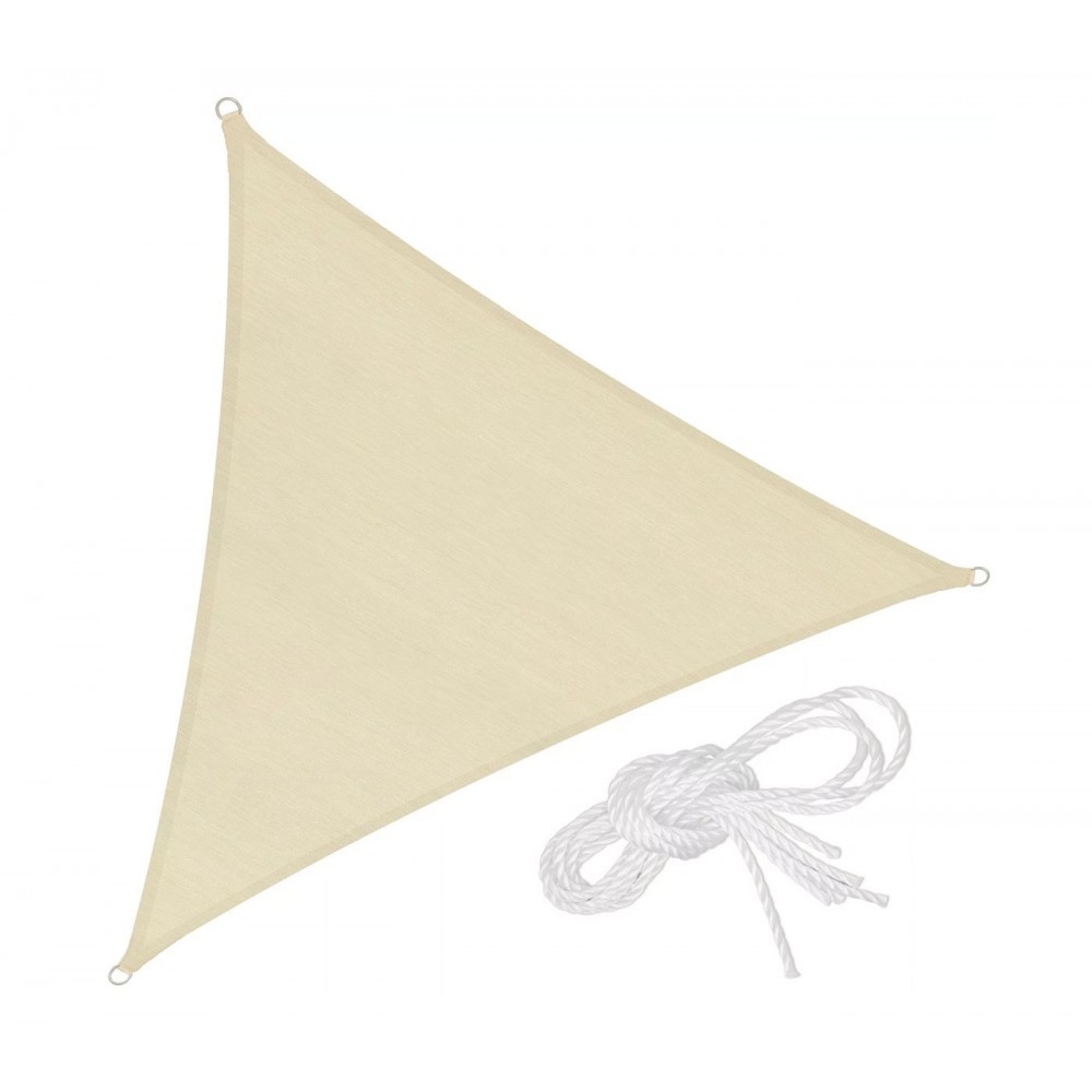 Auvent triangle 482346 beige 3x3x3m avec crochets renforcés et corde en nylon
