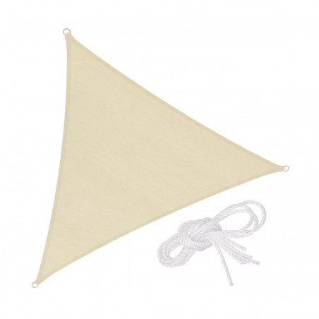 Auvent triangle 482346 beige 3x3x3m avec crochets renforcés et corde en nylon