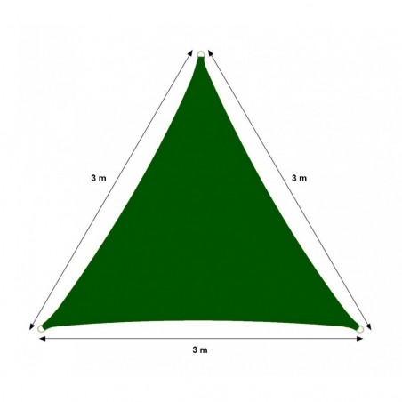 Auvent triangle 482360 vert 3x3x3m avec crochets renforcés et corde en nylon