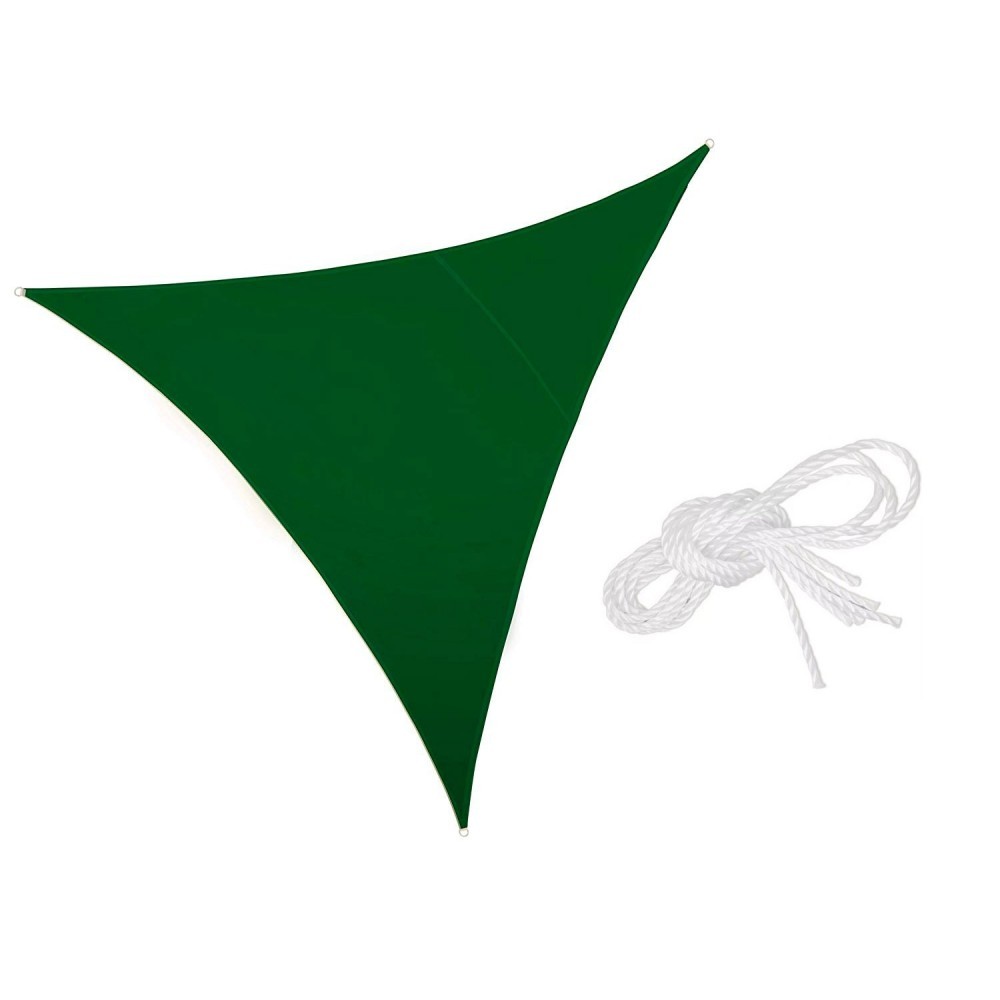 Auvent triangle 482360 vert 3x3x3m avec crochets renforcés et corde en nylon