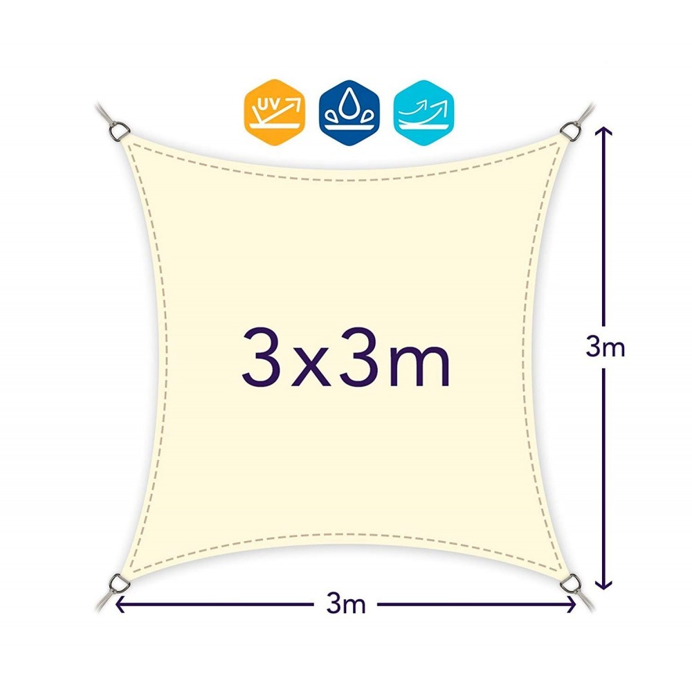 Auvent carré 482414 vert 3x3x3m avec crochets...