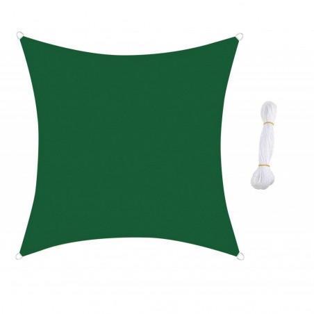 Auvent carré 482414 vert 3x3x3m avec crochets renforcés et corde en nylon