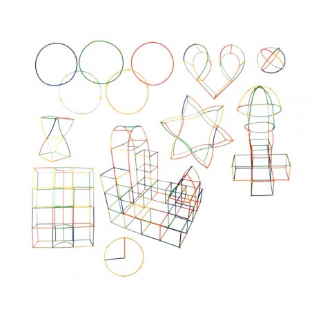 Set de pailles pour constructions 3D avec accessoires 600 pièces