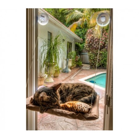 Lit  pour chat avec des ventouses à suspendre a la fenêtre