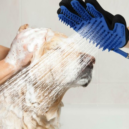 Gant 2 en 1 pour animal lavage et massage  avec tuyau