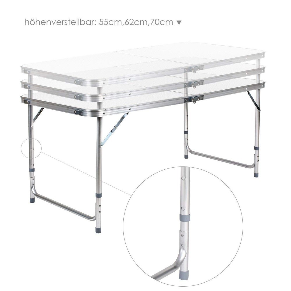 Table pliante en aluminium FUBUCA pour le camping avec tabourets 120x60x70cm