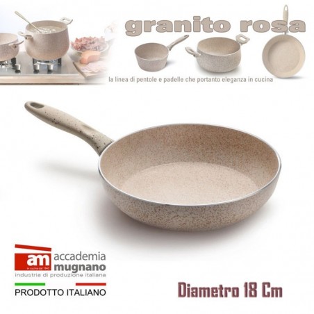 Sartén 18 cm antiadherente de efecto piedra y revestimiento Diamond Tech - Accademia Mugnano GRANITO ROSA