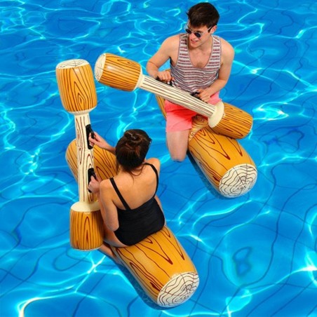 Jeu de piscine 4 pièces gonflables 2 canoës 2 rondins 140x35 cm