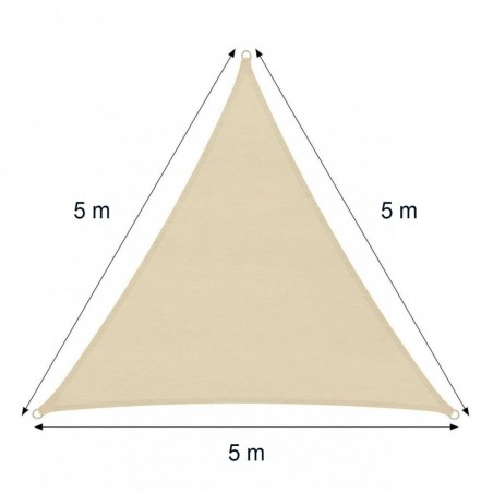 482384 Auvent Extérieur Triangulaire BEIGE 5x5x5 Mt Avec Corde