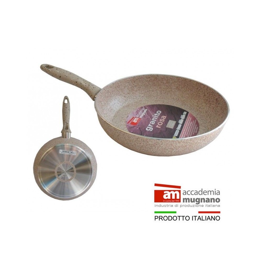 Sartén 22 cm antiadherente de efecto piedra y revestimiento Diamond Tech - Accademia Mugnano GRANITO ROSA 