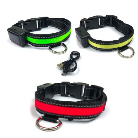 FUBUCA Collier réglable LED pour chiens avec charge solaire et usb 3 tailles