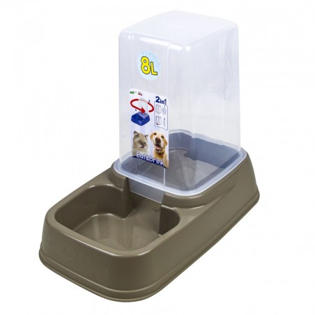 100930 Distributeur 2en1 automatique d'eau ou aliment pour animaux 8L