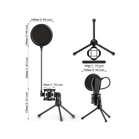 851906 Andowl PS-2 Kit de filtre audio avec trépied araignée et micro