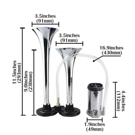 179962 Trompette Bitonale avec compresseur d'air 150dB 12v