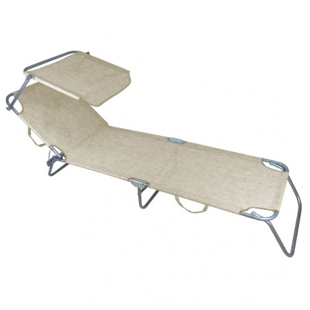 483671 Chaise-longue de jardin avec parasol réglable en 3 positions