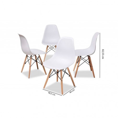 Pack de 4 chaises Supreme avec pieds en bois et structure rigide