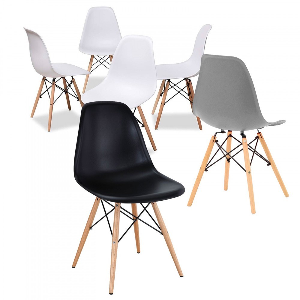 Pack de 4 chaises Supreme avec pieds en bois et structure rigide