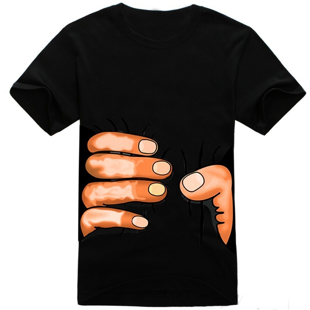 Camiseta unisex de manga corta con efecto 3D de mano agarrada a la cintura mod. SQUEEZE HAND