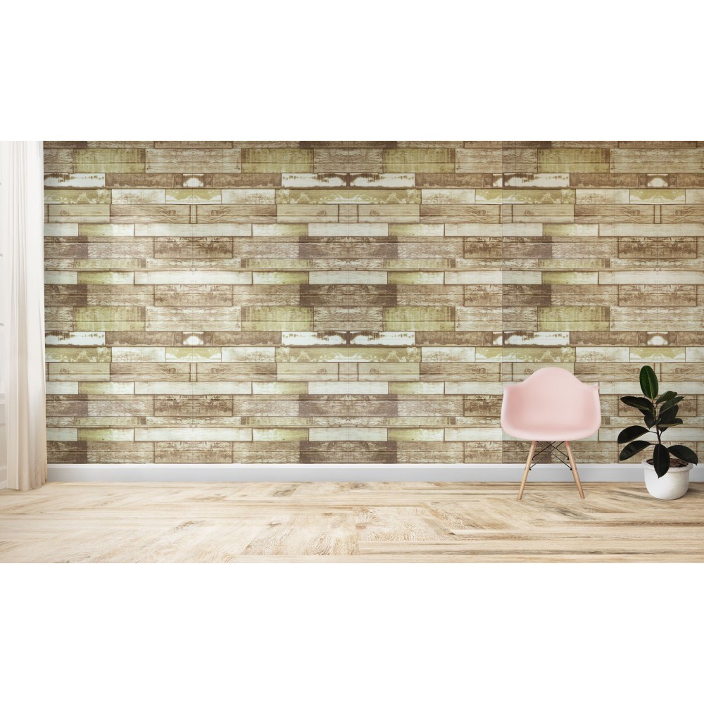 Papier peint effet 3D Bois vintage souple en PE...
