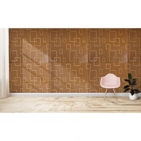 965485 Papier peint marron effet 3D souple rectangle en PE amortit sons et chocs