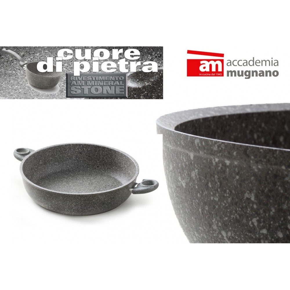 Cazuela con 2 mangos 28 cm antiadherente y revestimiento con efecto piedra revestimiento - Accademia Mugnano CUORE DI PIETRA