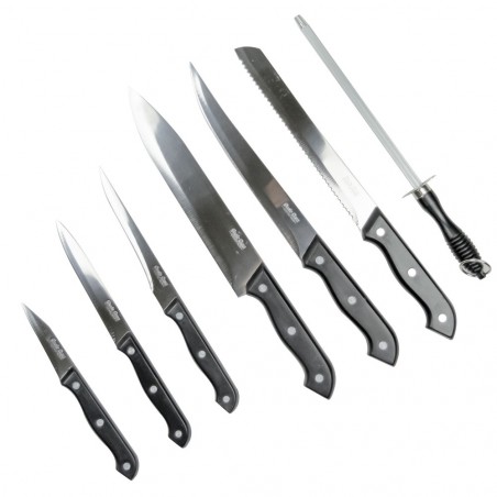 593732 Ensemble 8 couteaux en acier inoxydable + Base en bois Gusto Casa