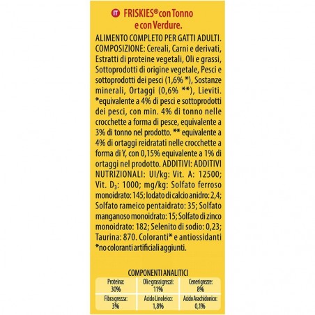 Croquettes Friskies pour chats adultes avec thon et légumes sans ajouts 400g