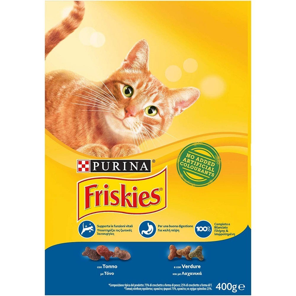 Croquettes Friskies pour chats adultes avec thon et légumes sans ajouts 400g