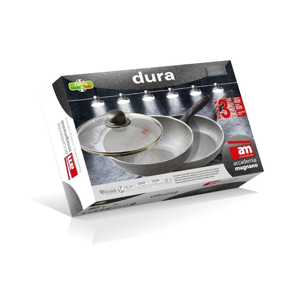 Set de dos sartenes 26 y 28 cm revestimiento con efecto piedra revestimiento - Accademia Mugnano CUORE DI PIETRA