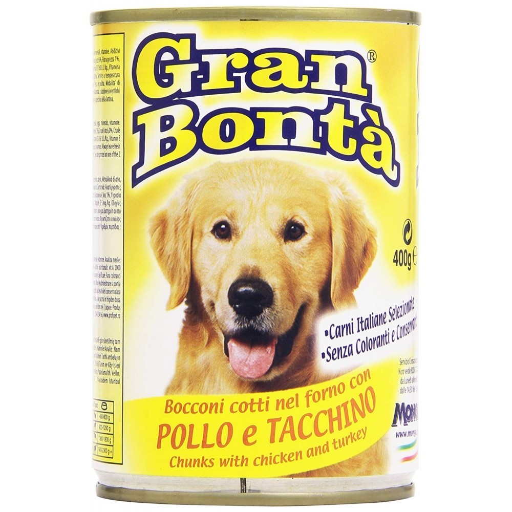 GRAN BONTA viande pour chiens 400 g de poulet et dinde avec vitamines